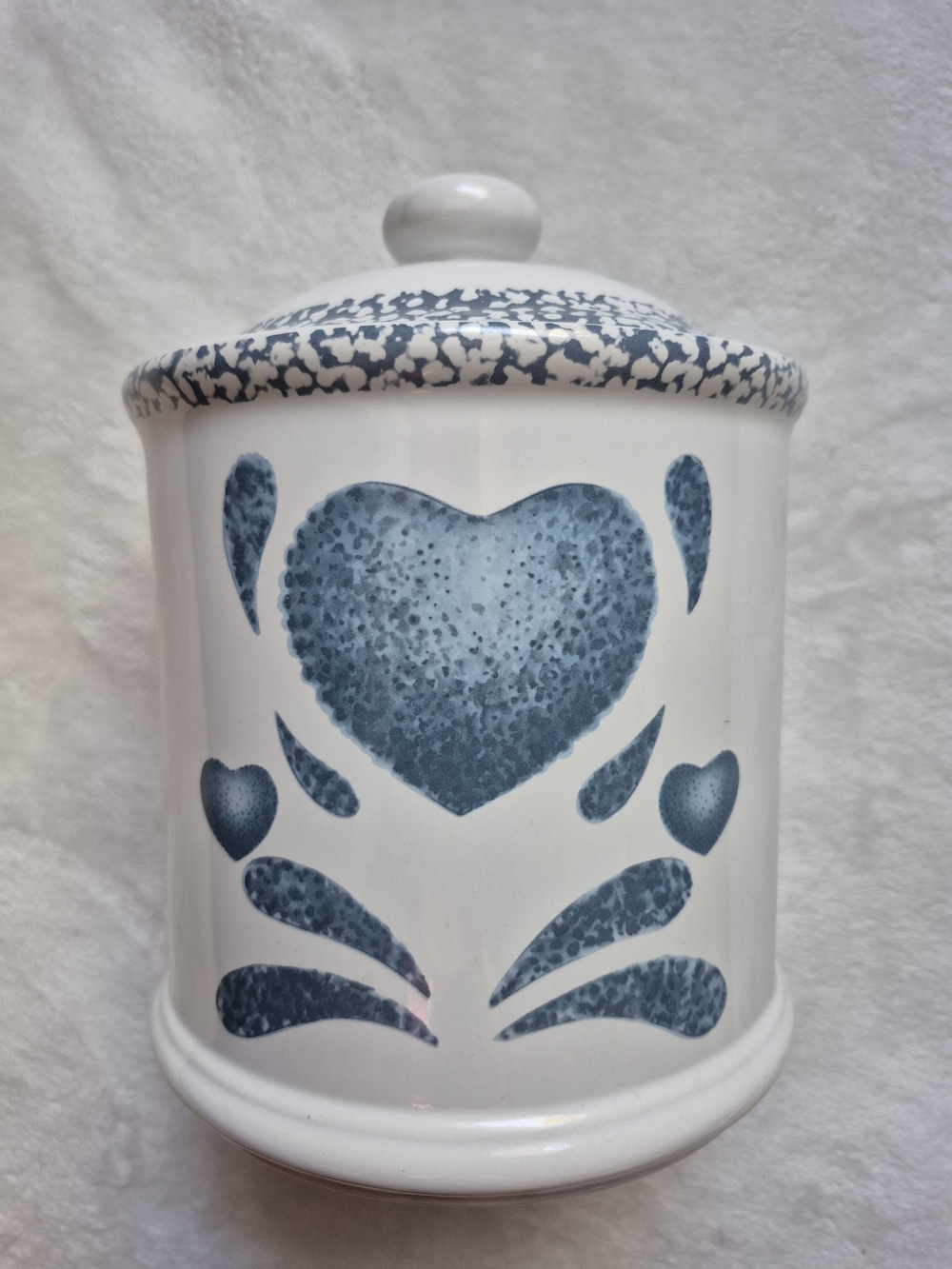 Blue Heart Ceramic Canister - Decorative Home Art